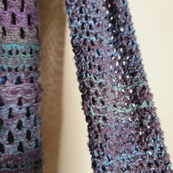 Free People Whimsigoth Y2K Long Fairy Grunge Crochet Sweater Boho Purple Blue Gr - Picture 6 of 9